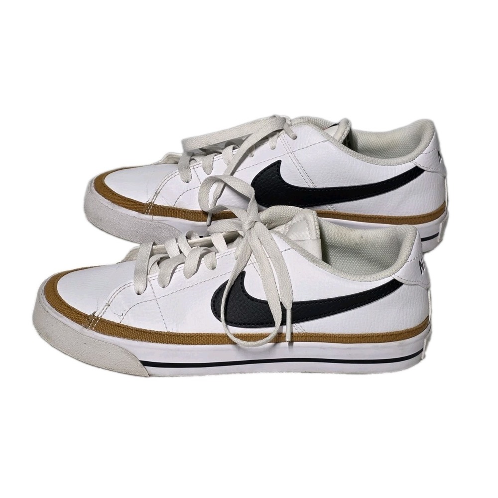 Nike Court Legacy White Black Desert Ochre Leather Sneakers DH3161-100 Women 8